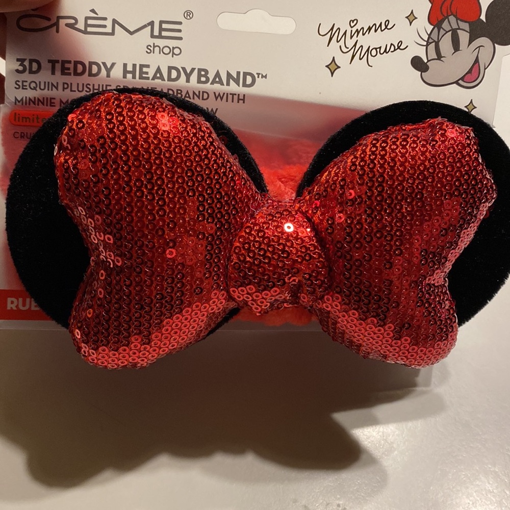 NEW Minnie Mouse 3D Teddy Headband. Has red sequins and black ears. - Picture 5 of 6